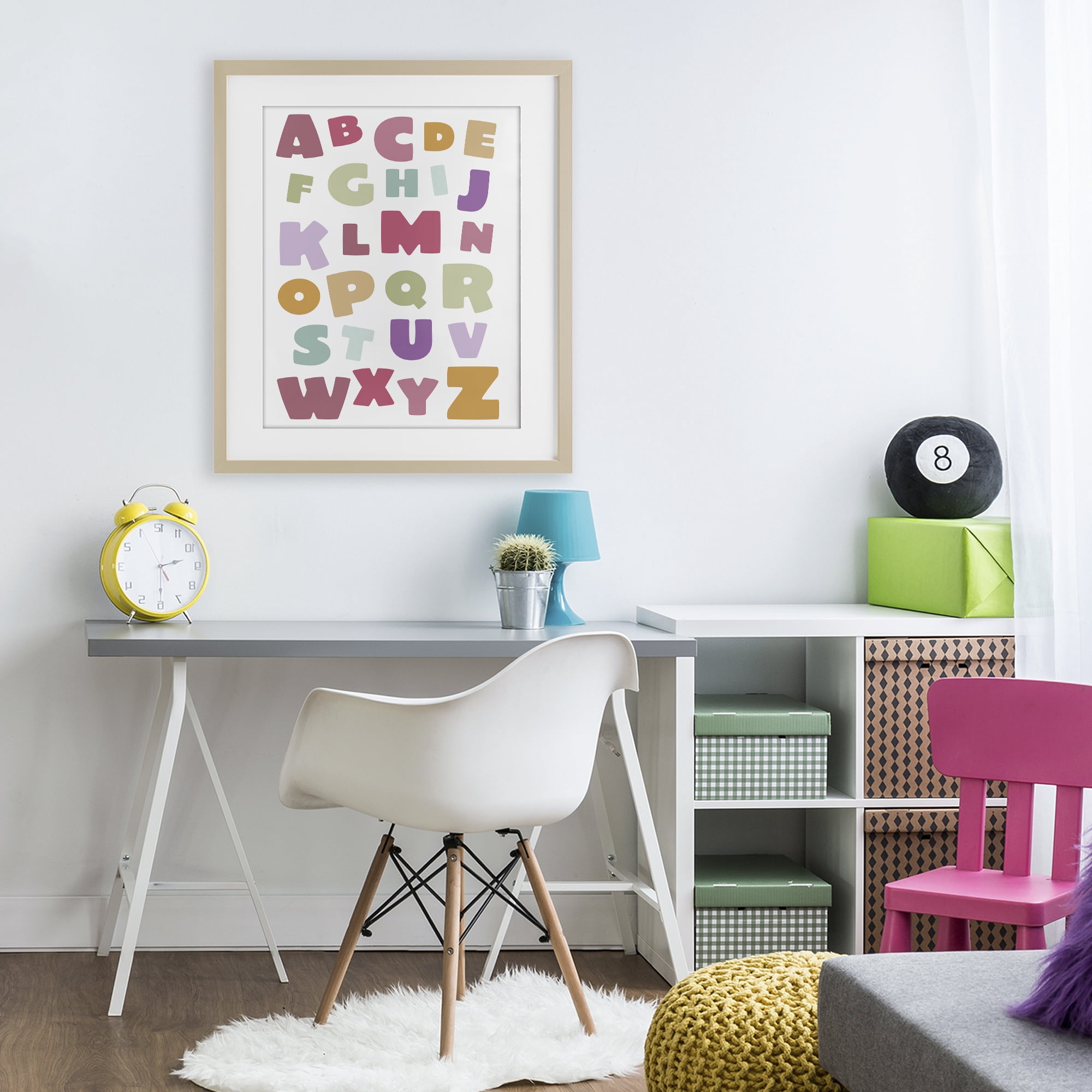 Stupell Industries Muted Alphabet Letters Birch Framed Print Under Glass, design by Susan Ball