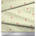 thumbnail image 2 of Soimoi Yellow Cotton Cambric Fabric Folk Art Heart & Stripe Print Fabric by the Yard 42 Inch Wide, 2 of 3