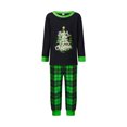 thumbnail image 2 of Christma Pajamas Family Matching Set Lettler Print Tops Green Plaid Holiday Pjs Sleepwear Outfits, 2 of 10