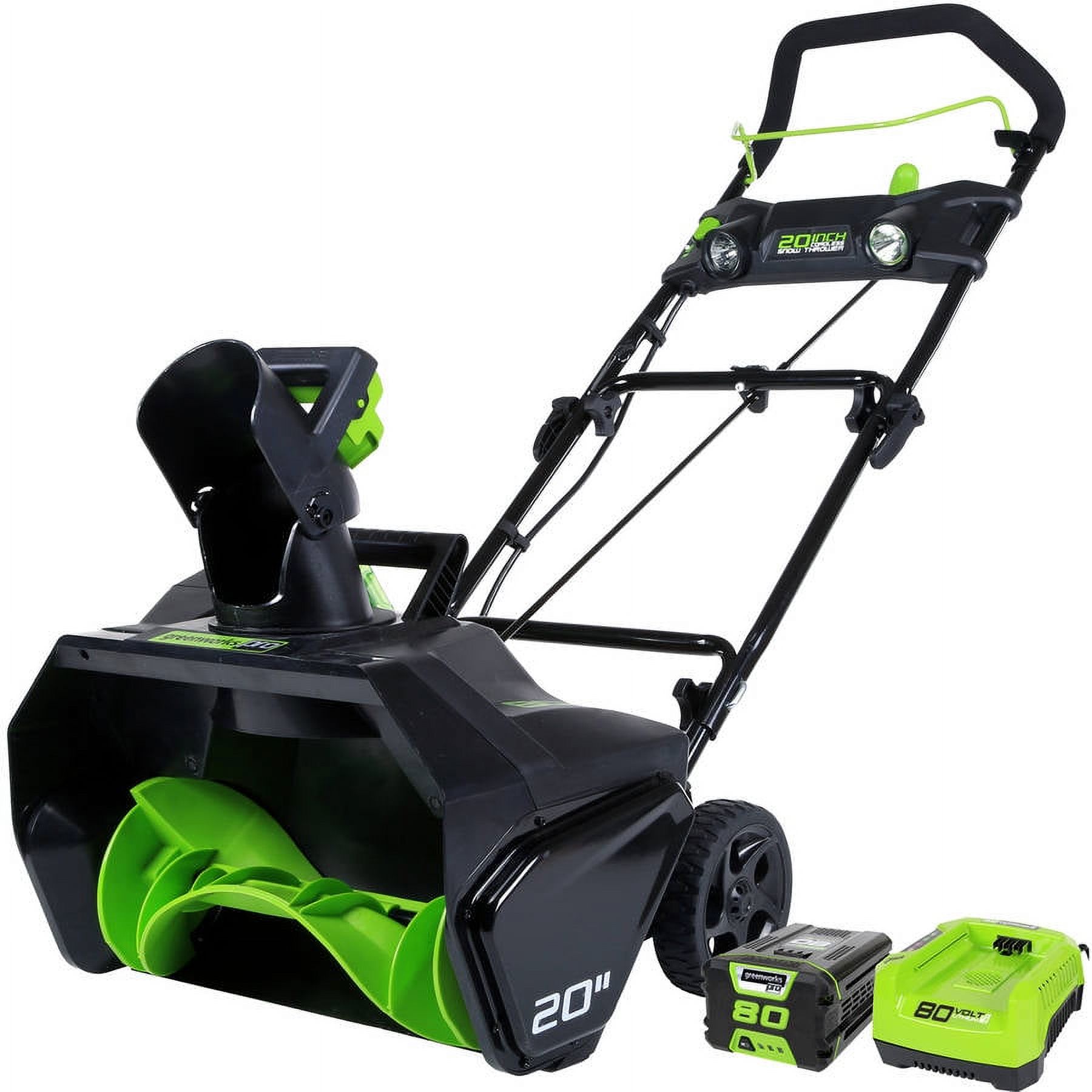 Greenworks Pro 80-Volt 20-inch Brushless Single-Stage Battery Powered Push Snow  Blower with 2.0AH Battery and Charger