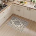 thumbnail image 2 of ODIKA 3'x5' Beige Blue Brown Ornate Design Washable Throw Rug Intricate Geometric Motifs with Classic Border for Entryway, Kitchen, Mudroom, Stain Resistant, Low Profile, Non-Slip, 2 of 7