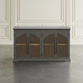 thumbnail image 4 of Jofran Archdale 65" Gothic Arch Transitional Sideboard Storage Cabinet with Glass Doors, 4 of 12