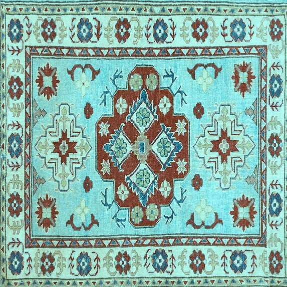 Ahgly Company Indoor Square Persian Light Blue Traditional Area Rugs, 6' Square