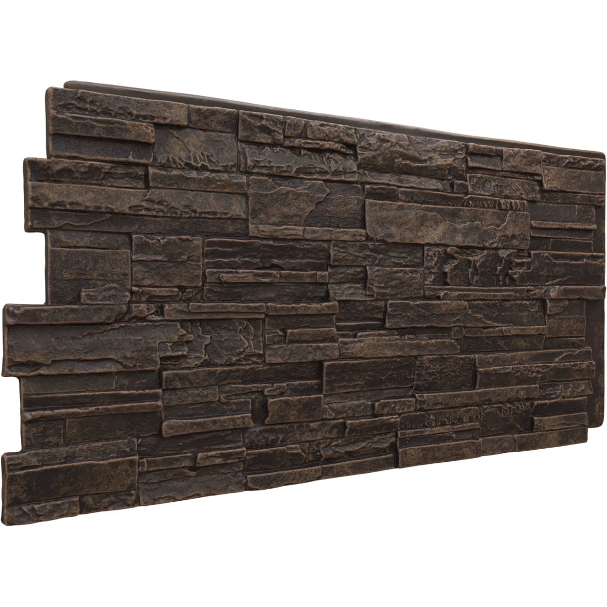 Ekena Millwork 48 5/8"W x 24 3/4"H x 1 1/4"D Cascade Stacked Stone, EverStone Faux Stone Siding Panel, Alder Creek