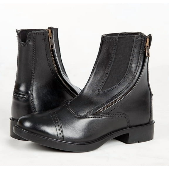 Daisy Clipper, by Huntley Equestrian, Chidlren's Black Side Zipper Leather Paddock Boots