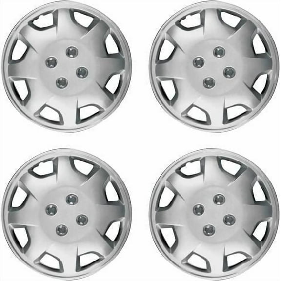 Fuel Rider Set of 4 15 inch Silver Snap-On Hubcaps With 8 Spoke Compatible With 1998-2002 Honda Accord Standard Steel Wheel Covers