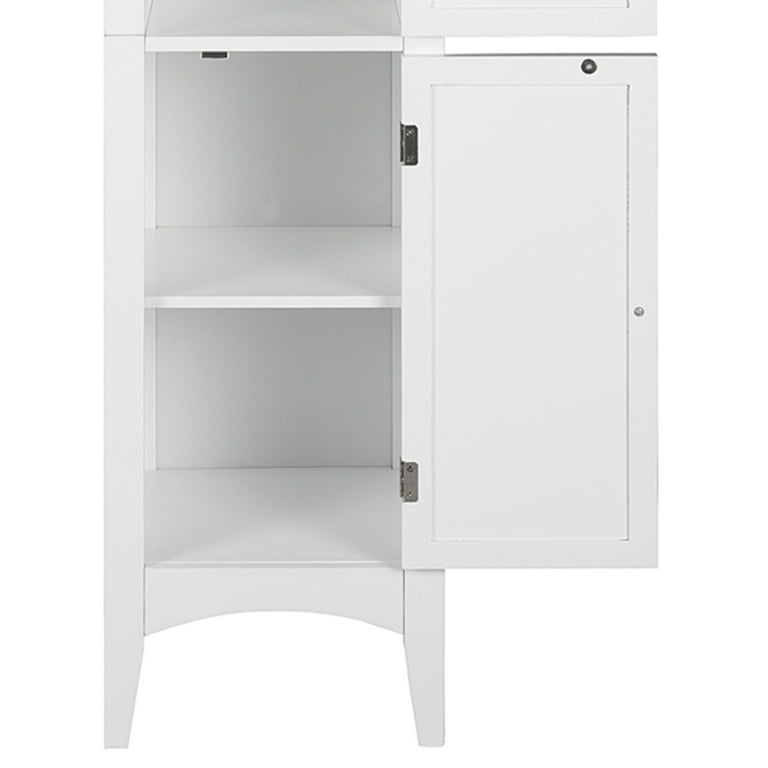 Dropship White Bathroom Storage Cabinet With Shelf Narrow Corner