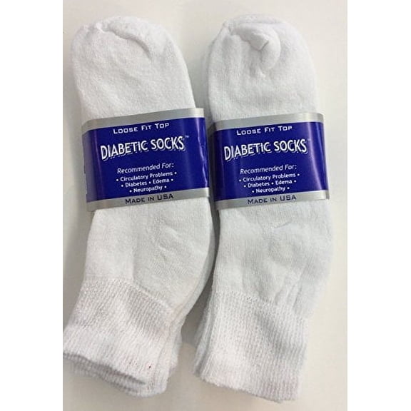 6 Pairs of Mens White Diabetic Ankle Socks 13-15 Size