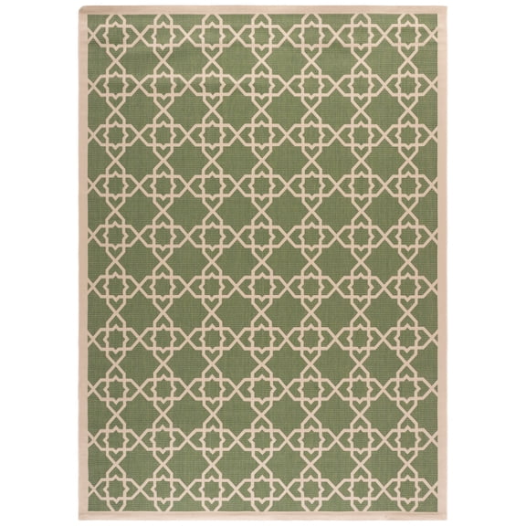 SAFAVIEH Courtyard Carol Geometric Indoor/Outdoor Area Rug, 8' x 11', Green/Beige