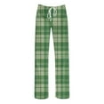 thumbnail image 6 of RKSTN Green Pajama Pants Men Plaid Print Plus Size Elastic Drawstring Waist Color Block Relaxed Wide Leg Long Pants with Pockets Unisex, 6 of 6