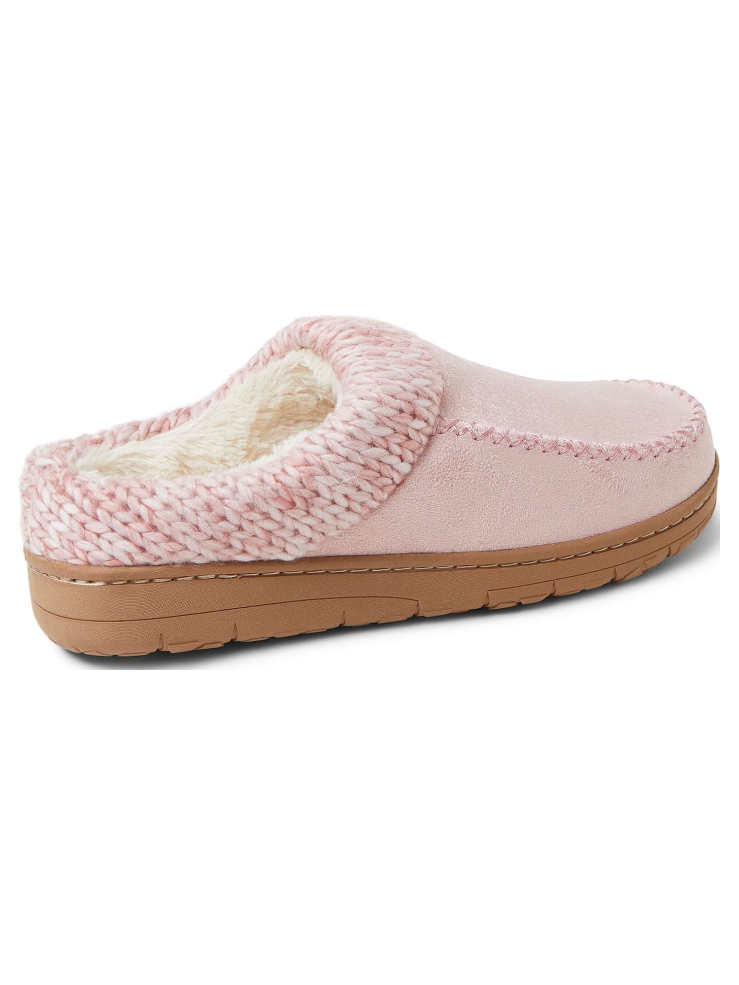 Dearfoams Cozy Comfort Women's Moc Toe Clog Slippers with Chunky Knit Collar
