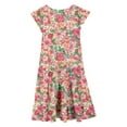 thumbnail image 6 of JIAYUE Girls Spring Dresses Short Sleeve Floral Drop Shoulder Crew Neck Peasant Mid Length Comfortable For Children Casual Playwear, 6 of 6