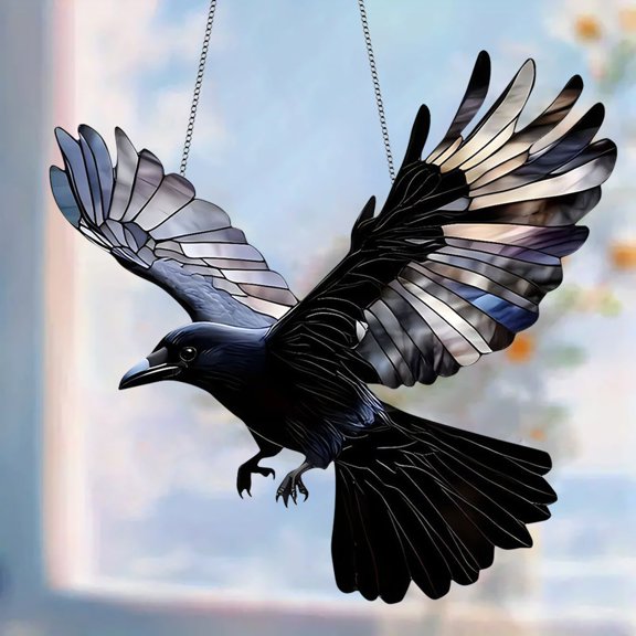 Birds Acrylic Holiday Ornament with Stained Glass Effect, Window Hanging Suncatcher for Family Friends, Holiday Decorations, Birthday Gift