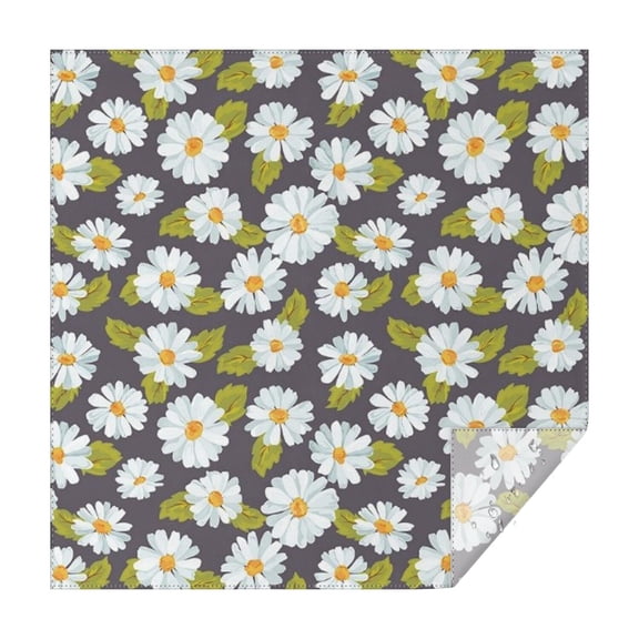 Darkgray Daisy Flower Green Leaves Pattern Square Tablecloth,Waterproof Square Table Cover,Wipeable Spillproof Washable Table Cover for Home Kitchen Party Decor 42"X42"(107x107cm)