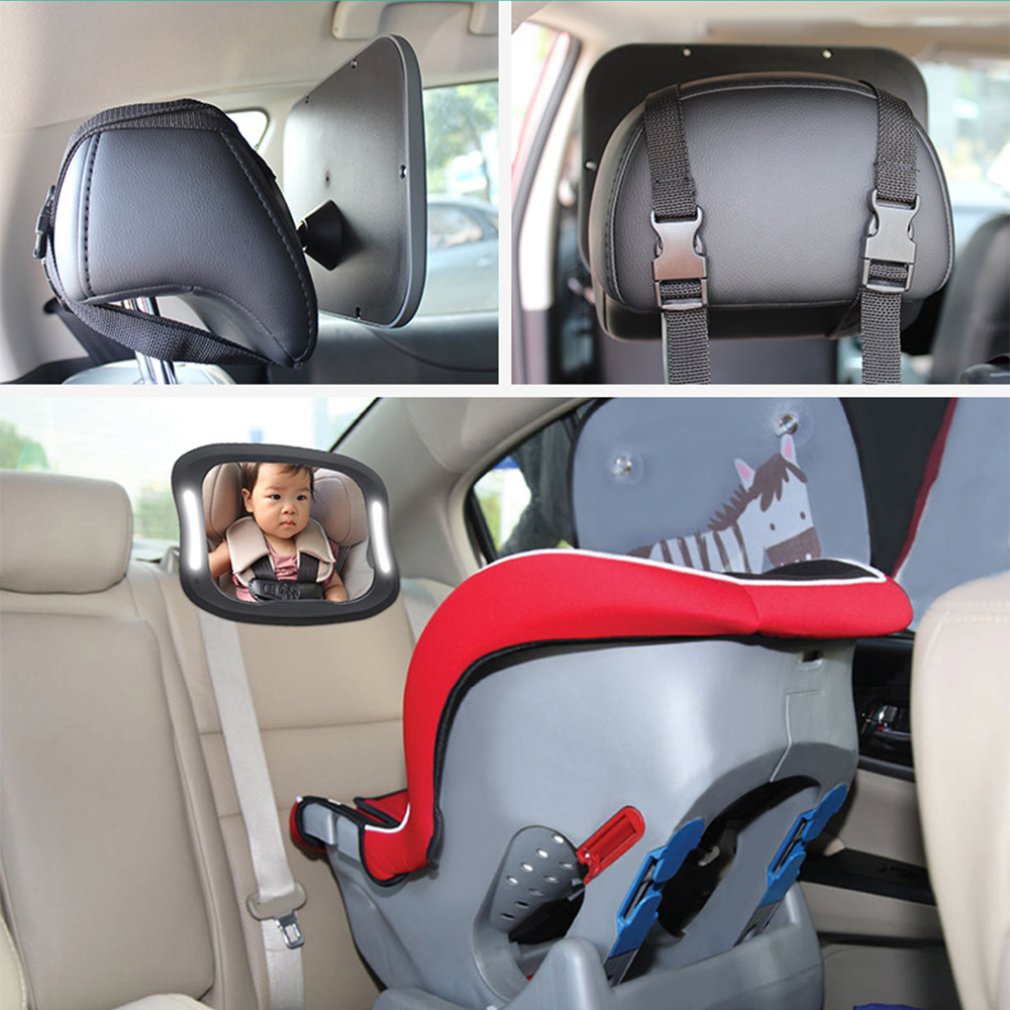 Top Deals Car Seat Rearview Mirror Baby Viewing Mirror Remote Led Lights Rearview Mirror Acrylic Abs 360 Degree Rotation Black Walmart Com Walmart Com