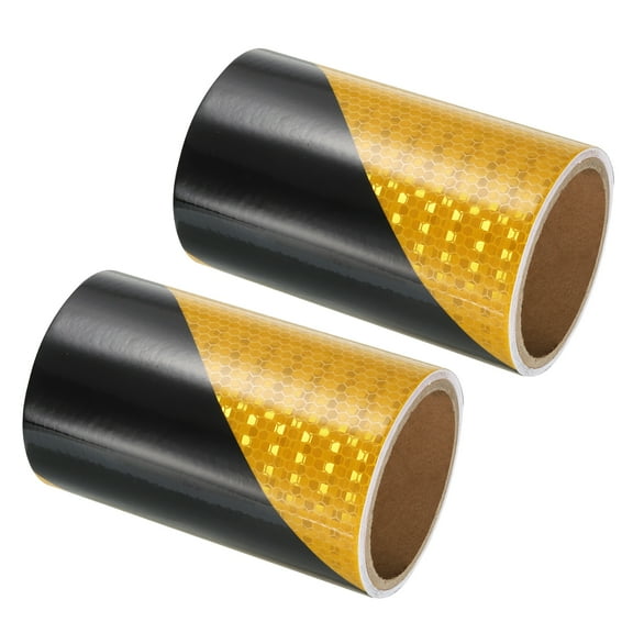Uxcell Reflective Tape, 2 Roll 4 Inch x 10 Ft Waterproof Safety Adhesive Tape for Trailers, Black Yellow