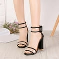 thumbnail image 2 of Anuirheih Fashion Women Slip-finger Buckle High Heels Thick Heel Single Shoes Sandals Sandals Women Clearance(Black), 2 of 7
