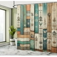 thumbnail image 2 of Ambesonne Farmhouse Shower Curtain, Rustic Wooden Planks Art, 69"Wx70"L, Turquoise Camel and Eggshell, 2 of 4