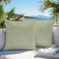 thumbnail image 3 of Outdoor Waterproof Throw Pillow Covers Set of 2 Sage Green Linen Texture Decorative Pillowcases Square Outdoor Pillows Cushion Case 16x16 Inch Farmhouse Solid Color Patio Pillows for Couch Sofa Bed, 3 of 9