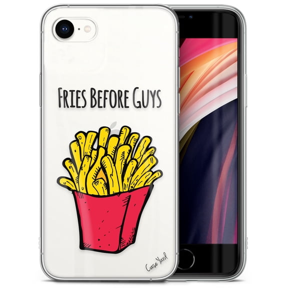 Case Yard iPhone-SE Case Clear Soft & Flexible TPU Ultra Low Profile Slim Fit Thin Shockproof Transparent Bumper Protective Cover Drop Protective Cell Phone Cases (Fries)