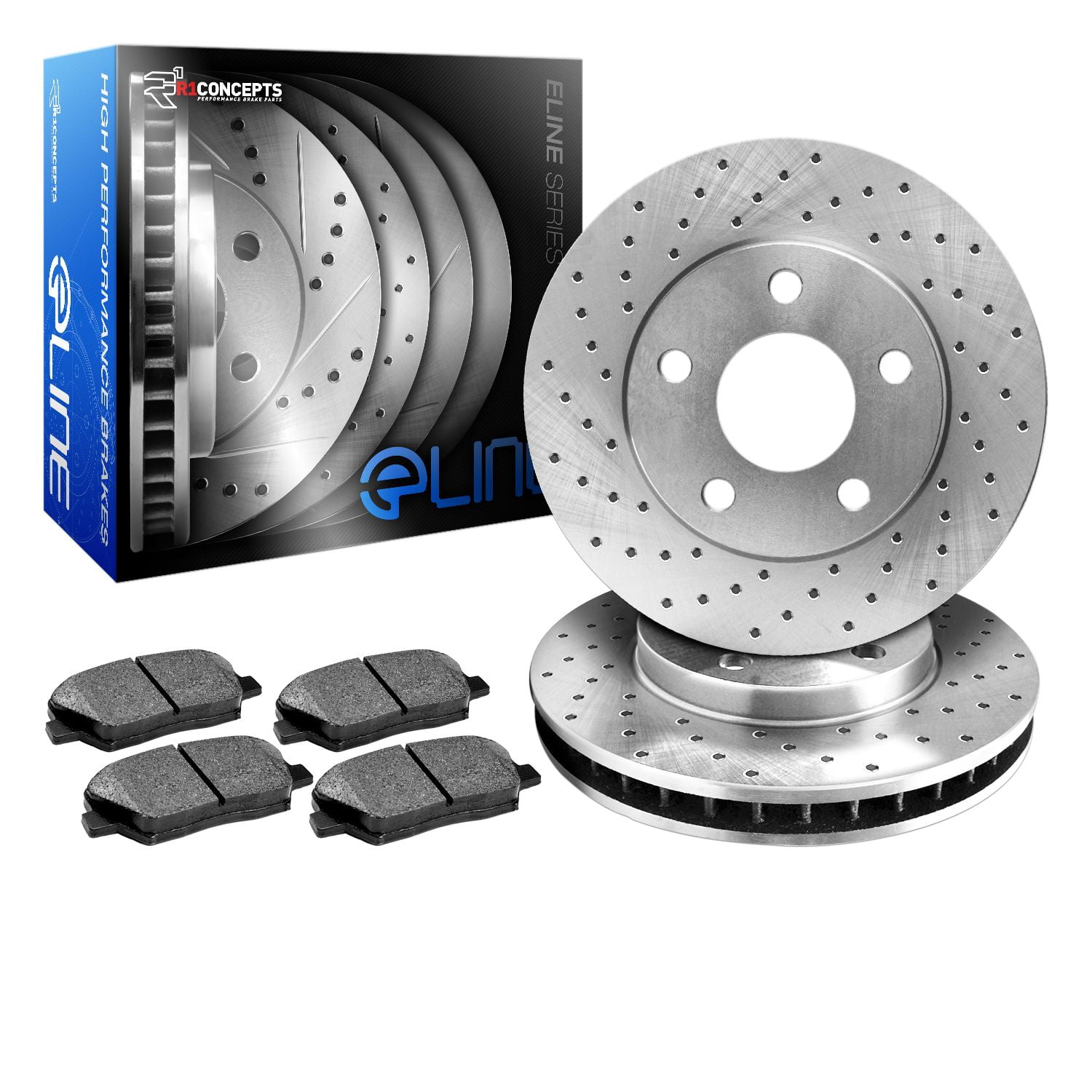 Mustang II Slotted Cross Drilled Coated Brake Rotors FORD 5 x 4.5 Front R & L