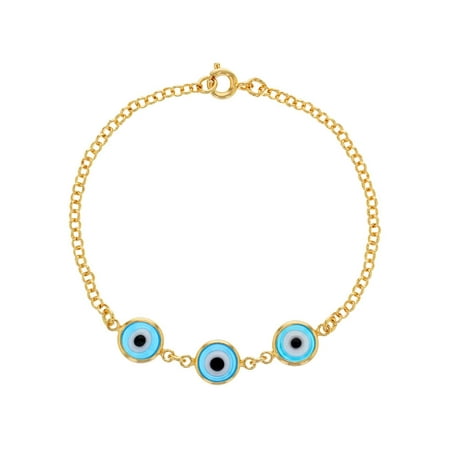 18k Blue Sapphire Bracelet - 18k Gold Plated Light Blue Blue Turkish Evil Eye Protection Lady Bracelet 7