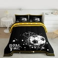 thumbnail image 2 of Feelyou Teens Watercolor Football Full Size Comforter Sets, Cartoon Soccer Sports Bedding Comforter Set, Rugby Goal Time Reversible Bedding Sets, Black Yellow Ultra Soft Bedroom Decor, 3pcs, 2 of 8