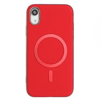for iPhone XR Strong Magnetic Case Compatible with Mag-Safe, Luxury Elegant PU Leather TPU Bumper Shockproof Protective Slim Magnetic Phone Cover for iPhone XR, Red