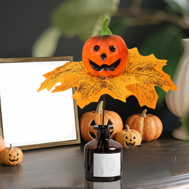 Ltdhehe Halloween Decorations Set Pumpkin & Autumn Maple Leaf Branch Centerpiece For Fall Party Tabletop Mantel