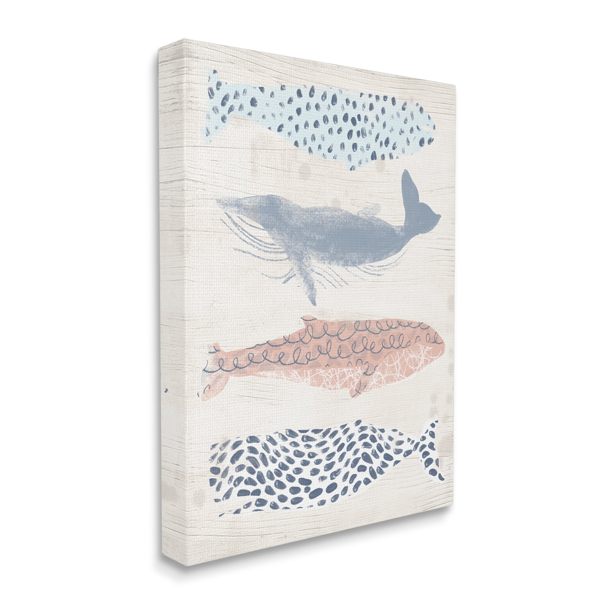 Stupell Industries Maritime Patterned Whales Animals & Insects Painting Gallery Wrapped Canvas Art Print Wall Art, 36 x 48