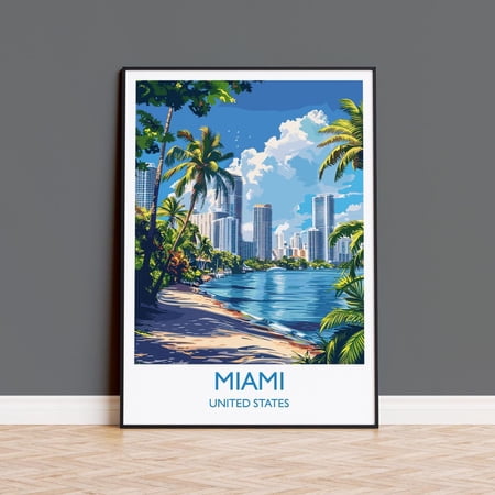Miami Travel Print Wall Art Travel Poster of Miami Miami Art Lovers Gift USA Art Gift