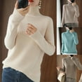 thumbnail image 4 of JSheng Sweater for Women Fashion Women's Heigh Neck Long Sleeve Loose Solid Color Blouse Turtleneck Sweater Tops Khaki M, 4 of 4