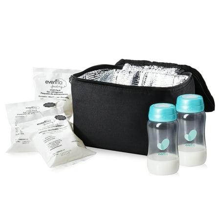 Evenflo Feeding Insulated Cooler Bag Accessory Kit with Breast Milk Collection Bottles and Ice (Best Breast Milk Cooler Bag)