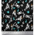 thumbnail image 1 of Soimoi polyester Crepe Fabric Leaves,Floral & Rabbit Animal Print Sewing Fabric Yard 52 Inch Wide, 1 of 1