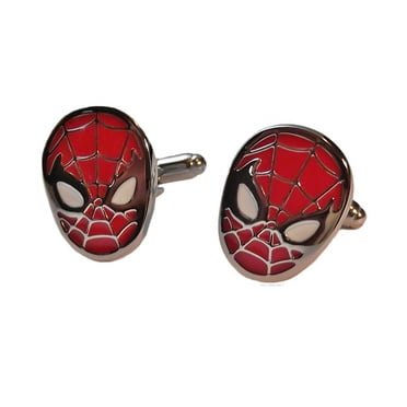 Spiderman Face Silvertone/Enamel Cufflinks
