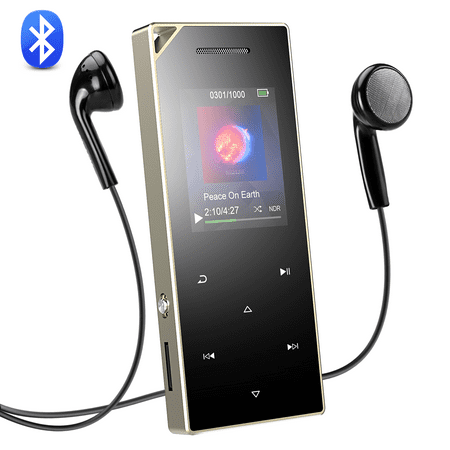 AGPTEK 16GB MP3 Player Bluetooth 4.0 with Speaker, A05ST Metal Touch Button Music Player  for (Best Player For Youtube)