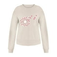thumbnail image 3 of Gibobby Tops Mujeres Casual Sudadera gráfica con estampado del Día de San Valentín para mujer, informal de cuello redondo, camisa holgada, Tops ligeros (Beige, XL), 3 of 4