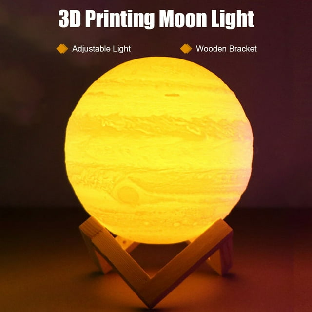Mistaha 3D Printing Touching Jupiter Light USB Rechargeable 2-Color Dimmable Night Lamp Bedroom Decor with