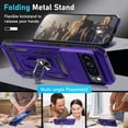 thumbnail image 4 of KOMI Case Compatible with Google Pixel 9 Pro XL Built in Slide Camera Lens Cover+Screen Protector+Finger Ring Holder Kickstand,Heavy Duty Shockproof Full Body Protective Phone Cover, Purple, 4 of 5