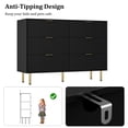 thumbnail image 4 of Cómoda moderna acanalada de 6 cajones - Cómoda ancha de madera con tiradores metálicos - Amplio espacio de almacenamiento para el dormitorio, la sala o el pasillo - Diseño contemporáneo- Negro, 4 of 7