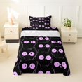 thumbnail image 2 of Manfei Cartoon Cat Twin Sheets, Kawaii Abstract Kitten Bedding, Black Orchid, 3pcs, 1 Flat Sheet, 1 Fitted Sheet and 1 Pillowcase, 2 of 6