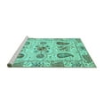 thumbnail image 2 of Ahgly Company Machine Washable Indoor Rectangle Abstract Turquoise Blue Modern Area Rugs, 2' x 5', 2 of 4