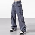 thumbnail image 2 of Gibobby Pantalones tipo cargo para mujer Pantalones vaqueros de cintura alta estilo urbano para mujer(Azul,G), 2 of 5
