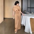 thumbnail image 7 of Women's One Shoulder Wide Leg Jumpsuit Elegant High Waist Dressy Evening Party Outfit, 7 of 7