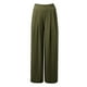 thumbnail image 5 of Pantalones palazzo anchos de color liso para mujer: cintura alta con cinturilla elástica, poliéster y spandex, pantalones largos informales con bolsillos laterales., 5 of 6