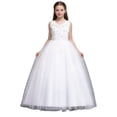 thumbnail image 2 of hengsof Girls Fashion Floral Print Solid Sleeveless Round Neck Mesh Dress Sweet Flower Girl Formal Gown for Wedding Party 4-14 Years, 2 of 8