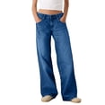 thumbnail image 3 of CHCNHAC Jeans à Jambes Larges pour Femmes Taille Haute Extensible Jeans à Jambes Droites Mode Couture avant Pantalon en Denim Ample Rétro Y2k, 3 of 5