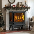 thumbnail image 2 of 24'' Freestanding Electric Fireplace Heater Stove Portable Infrared Fireplace for Indoor, W/ Remote, Thermostat, 5 Variable Flame, 2 of 11