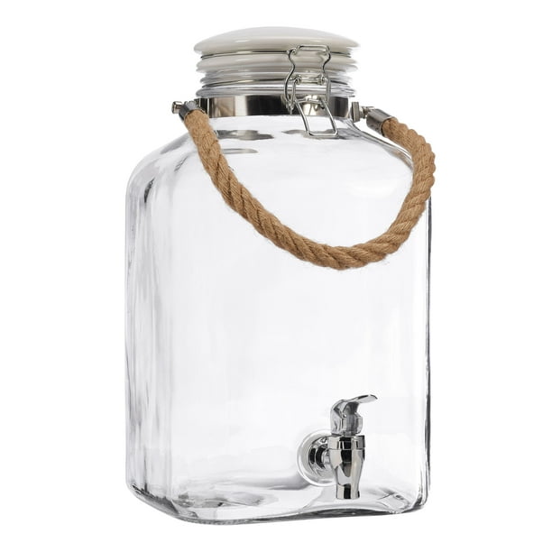 Better Homes & Gardens Glass Beverage Dispenser with Ceramic Lid, 2-Gallon