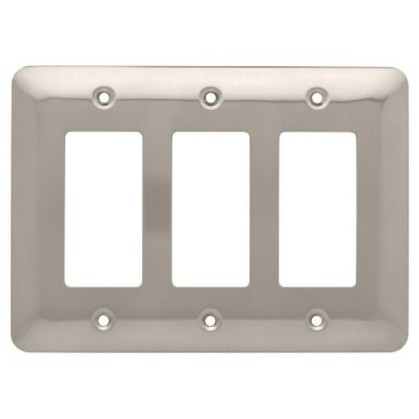Brainerd Rounded Corner Triple Decorator Wall Plate, Satin Nickel
